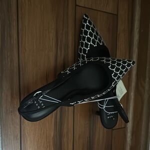 a new day Black and White Geometric Heels